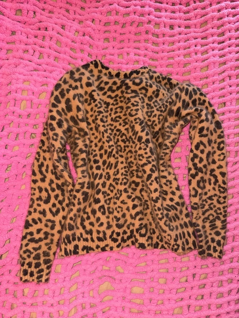 Michael Kors Leopard Print V-Neck Angora Rabbit Hair Sweater - Brown & Black